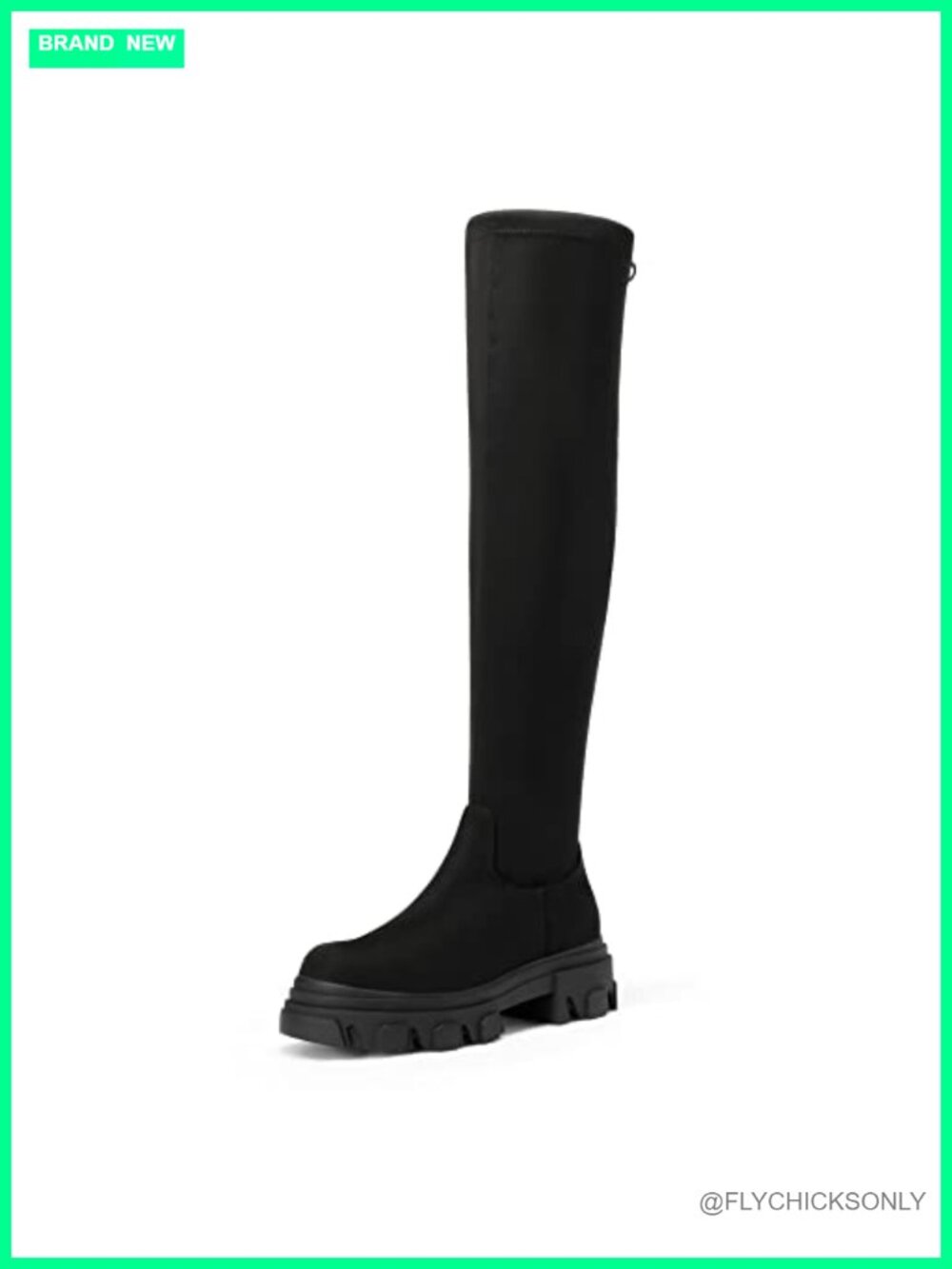 Over The Knee Platform Chunky Lug Sole Faux Suede Thigh High Stretch Boots